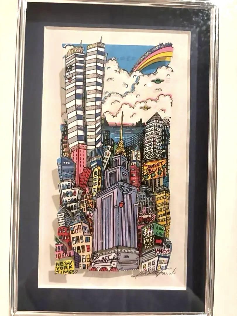 チャールズファジーノ　Flying over New York 3D アート Charles Fazzino Flying Over New York 3D Pop Art Collages Signed