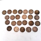LOT OF 24 VINTAGE 90% SILVER MERCURY DIMES 1936-1945