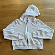 Aritzia Tna Hoodie Womens White Waffle Weave Crop Athletic Sweatshirt Small