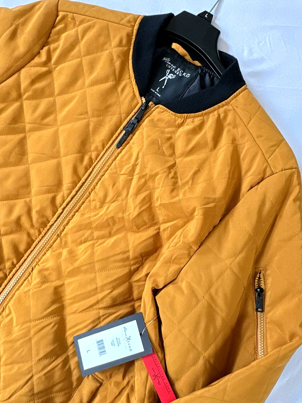 Marc Ecko Mens Jacket Large Full Zip Up Quilted Zip Tech Streetwear Tan NWT image 2
