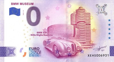 0 Euro Schein BMW Museum · BMW 328 Roadster München Souvenir o Null   Banknote