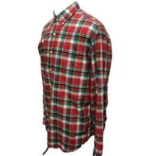 J.Crew Men's Size L Red Check Cotton Long Sleeve Casual Shirt
