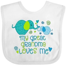 Inktastic My Great Grandma Loves Me- Cute Elephants Baby Bib Grandmother Child