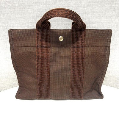 HERMES Aline PM Tote Bag Brown Canvas with Padlock, France