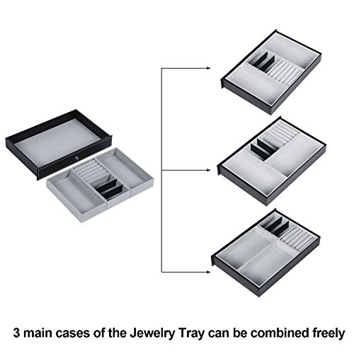 Watch Box Organizer 12 Case Black PU Leather Jewelry Display Drawer Glass Top - Picture 5 of 6
