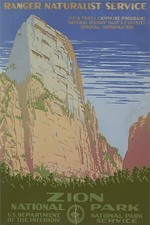 Zion National Park Stretched Canvas Giclee Fine Art Retro WPA Poster Art 16
