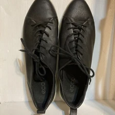 Ecco Flexure Runner Womens Sz 10 EU 41 Black Leather Lace Up Shoes Sneakers