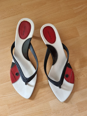 Org. COCCINELLE super elegante Damen Pantoletten FlipFlop Look 3cm Pfennigabsatz