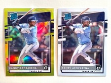 2020 Donruss Optic #51 RANDY AROZARENA Lime Green Prizm Rated Rookie & Base LOT 