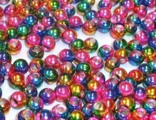 20 Count RAINBOW TUNGSTEN ROUND BEADS Fly Tying - Pick From 6 Sizes