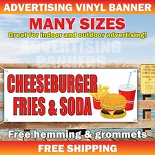 CHEESEBURGER FRIES  SODA Advertising Banner Vinyl Mesh Sign chips hamburgers