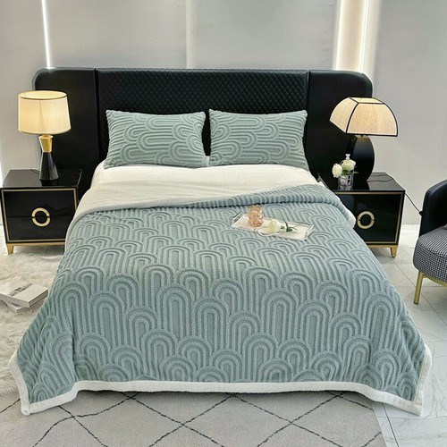 Double-Layered Taffeta Plush Blanket Thicken Berber Fleece Flannel Throw Blanket - Picture 25 of 34