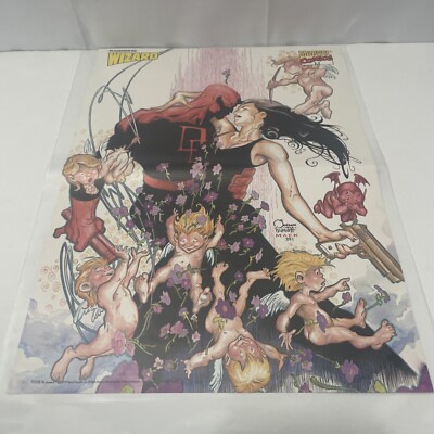 Vintage 90s double sided Wizard Poster Daredevil Marvel Comics Alley Cat