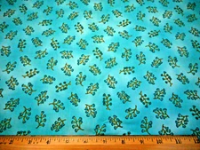 Floral Fabric By Yard SALE Turquoise Floral on Turquoise Premium Cotton #PC