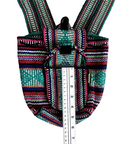 Artesanias Pinzon Backpack Bag Multicolor Boho Woven Baja Travel Vacation Mexico - Picture 8 of 12