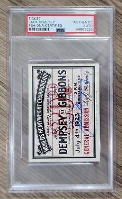 Jack Dempsey Signed 1923 Dempsey Vs. Tom Gibbons Ticket 7/4/23