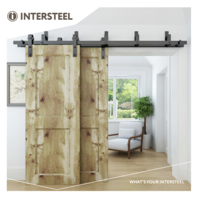 Schwarz mattes Set mit 5 Wandhaltern Stahl für parallel lauifende Schiebetüren 