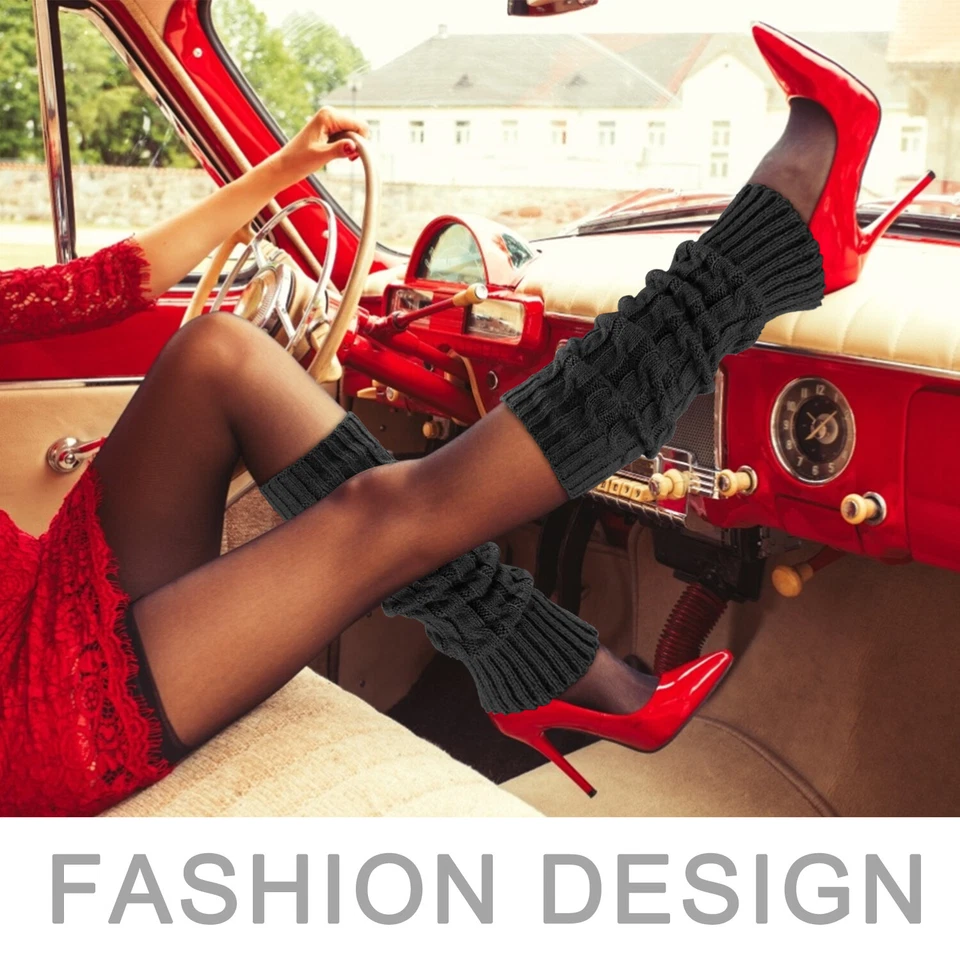 Women Leg Warm Crochet Knit Ribbed Knee High Solid Winter Boot Wool Sock Long US - Image 4 of 4