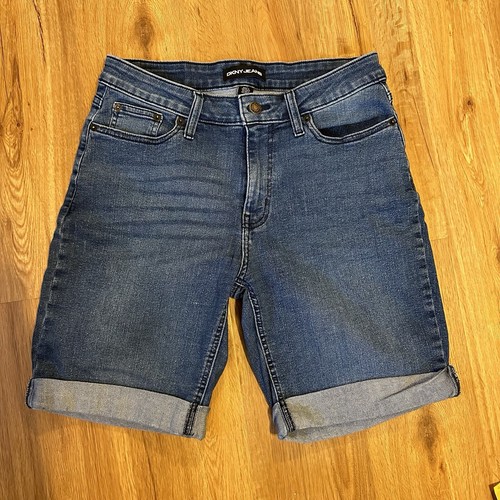 DKNY Jeans Womens 10 Denim Blue Jean Cuffed Shorts - Picture 2 of 10