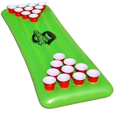 GoPong 6' Long Pool Party Pong Table Beer Raft Inflatable Big Neon Green Float