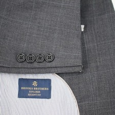 Brooks Brothers Sport Coat Mens 46R Explorer Regent Fit Gray Plaid Wool Blend