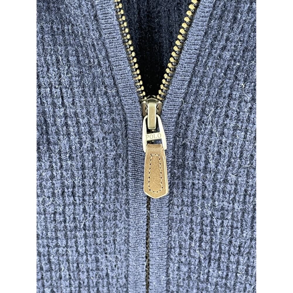 Polo Ralph Lauren 100percent Cashmere Full Zip Hoodie Knit Sweater Blue Men's Size L image 7