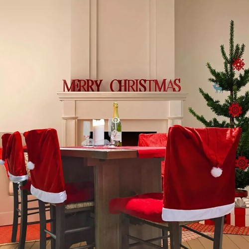 6 Coprisedia natalizi cappello babbo natale decorazione natalizi sedia 50X60cm - Foto 5 di 7