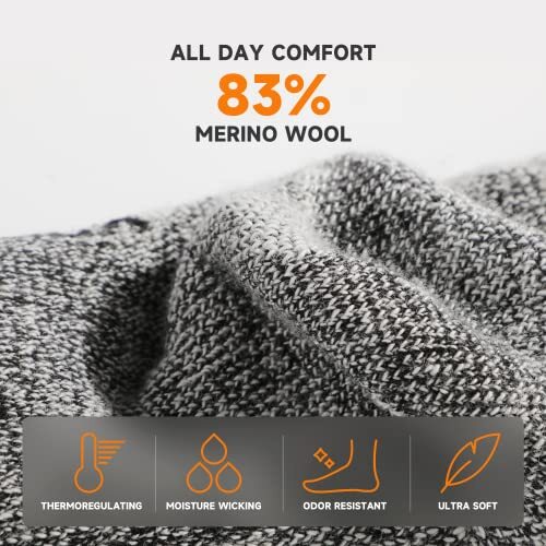 Merino Wool Boot Socks, Made in USA, Heavyweight with Full Cushion, Large - Picture 3 of 6