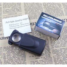 Luce LED 30x 21mm Lente Pieghevole Gioielli Orologio Lente di Ingrandimento Nero Nuovo