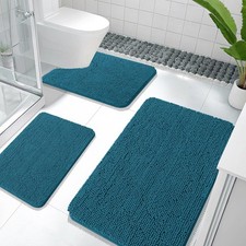 OLANLY Bathroom Rugs Sets 3 Piece, Soft Absorbent Chenille Bath Mats and