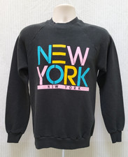 Vintage NEW YORK New York Spell Out Black Sweatshirt - JERZEES - Mens S/Wms M