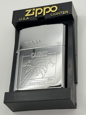 Vintage 2000 Cairns Australia Palm Tree HP Chrome Zippo Lighter NEW B16