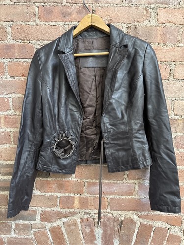 Dirk Bikkembergs, Vintage Dirk Bikkembergs Women’s Leather Jacket, Sz 40, Italy 90's Ring
