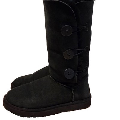 UGG Black Bailey Button Triplet II Boots tall shaft 3-wood buttons size 10