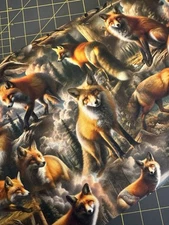 WILDERNESS SONG WILD ANIMALS FOX BLANK QUILTING FOXES COTTON FABRIC HALF YD