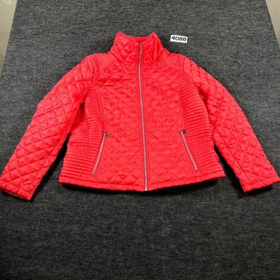 Andrew Marc New York Quilted Jacket Womens XL Pink Lined Mock Neck Full Zip