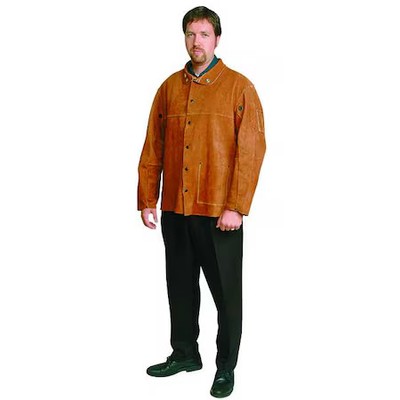 Condor 2Az36 Welding Jacket, Cowhide, 30 In Length, Snaps Closure, 3 Pockets,