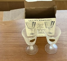 Vintage W M Dalton French Lead Crystal Unit #5 Cordial Glasses Set of 2 NIB
