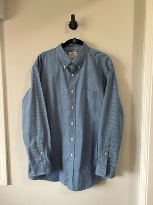 Men s L.L. Bean 16 1/2  33 Button Down Slightly Fitted Classic Shirt Blue White
