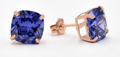 LAB CREATED 6,80 kt AAA TANSANIT OHRSTECKER 14K massiv ROSÉGOLD - Neu mit Etikett