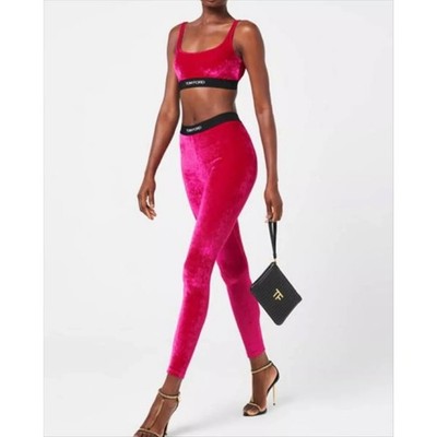 Tom Ford Velvet Bralette & Leggings Set Womens Medium Pink