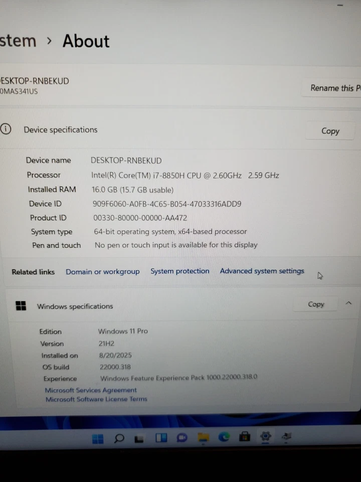 Lenovo ThinkPad P52 i7-8850H 2.5GHz 16GB RAM 256GB SSD P1000 Win11 #69 - Image 2 of 4