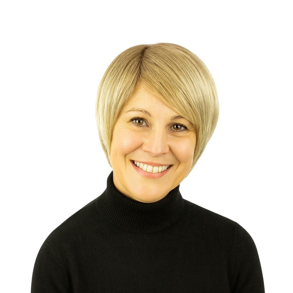 Perruque femme courte blond clair méché blond moyen ALEXANDRA cheveux synthétiques 27t613
