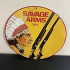 VINTAGE SAVAGE ARMS HUNTING OIL MOTOR GASOLINE PORCELAIN SIGN