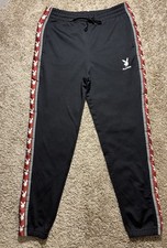 Playboy x PacSun Men's Black Jogger Pants Red Stripe Logo Elastic Waist Pockets