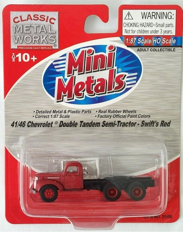 Classic Metal Works 31156 HO Mini Metals Swift's Red '41-46 Chevy Semi-Tractor - Image 2 of 2