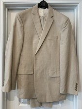 new JOS A BANK poplin 2PC SUIT cotton blend 44L 38W Unfinished Hem