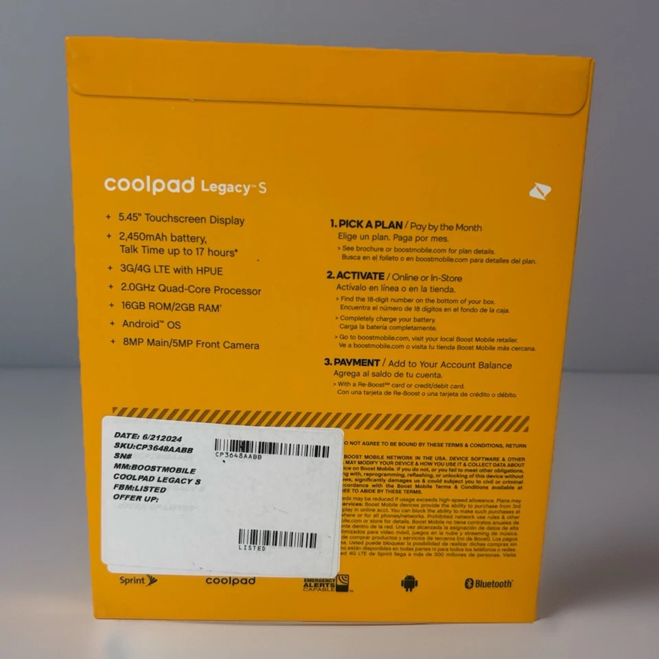 LOTE DE 10 teléfonos inteligentes Coolpad Legacy S CO3648AABB Android 16 GB Boost Mobile Foto 2 de 4