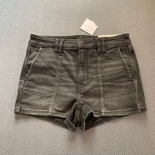 NWT American Eagle Super High Rise Shortie Shorts Size 6 Black Stretch Denim 28W