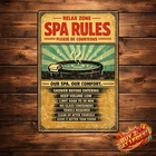 Hot Tub Rules 18 And Over Only Vintage Tin Metal Sign 8x12 Spa Wall Decor